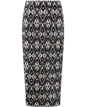 Pierre Louis Mascia Jacquard Velvet Pencil Skirt - Black