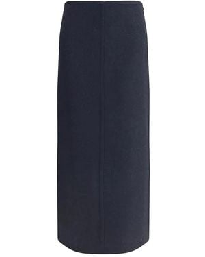 Brunello Cucinelli Virgin Wool Midi Skirt - Blue