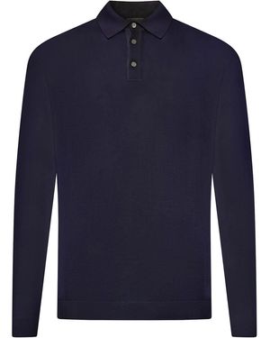 Roberto Collina Fine Cotton Knit Polo Shirt - Blue