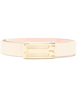 Victoria Beckham Frame Belt Ivory Grained Calfskin Belt - Natural