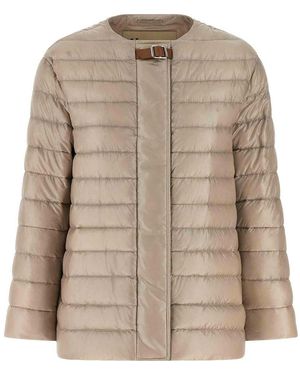 Herno Leather Strap Down Jacket - Natural