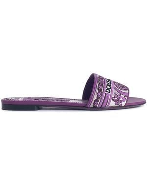 Dolce & Gabbana Slipper With Majolica Embroidery - Purple