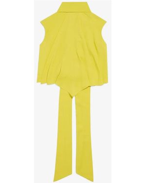 Balenciaga Silk Pussy-Bow Top - Yellow