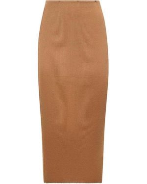 Alberta Ferretti Viscose Midi Skirt - Brown