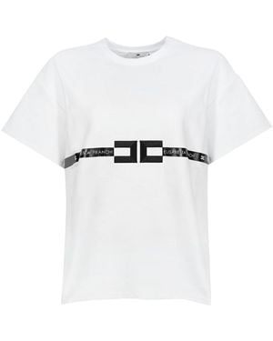 Elisabetta Franchi Heavy Jersey T-Shirt With Logo - White