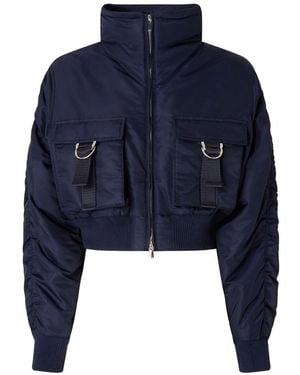 Pinko Short Pinot Bomber Jacket With High Collar - Blue