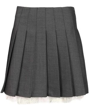 Self-Portrait Pleated Miniskirt - Gray