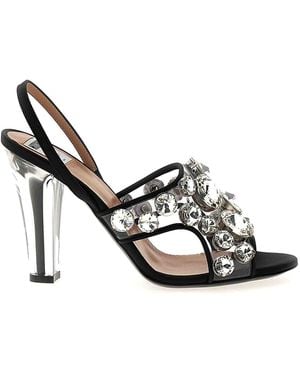 Moschino Maxi Crystal Slingbacks - White