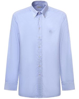 Etro Cotton Shirt With Logo Embroidery - Blue
