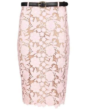 Self-Portrait Lace Pencil Skirt - Pink