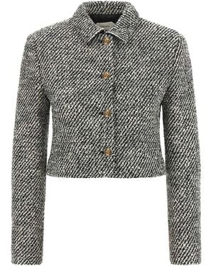Versace Boucl Wool Blend Blouson Jacket - Gray