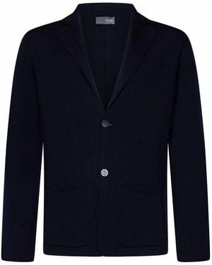 Drumohr Extrafine Merino Wool Single-Breasted Blazer - Blue