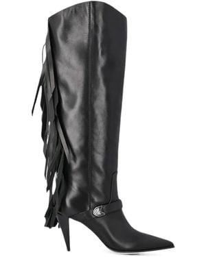 Pinko Vane Leather Tall Boots - Black
