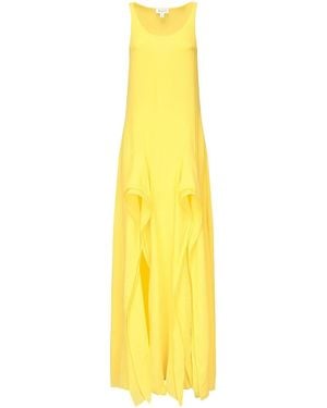 Alaïa Long Dress With Georgette Ruffles - Yellow
