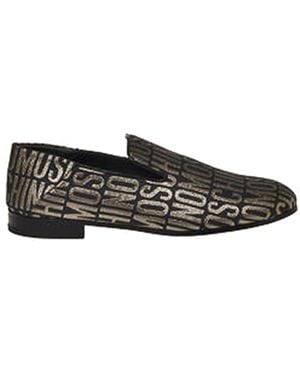 Moschino Logo Lurex Loafers - Black