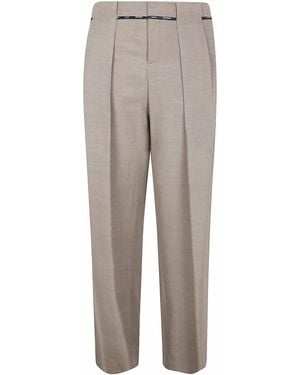 Balmain Taupe Cupro Pleated Pants - Gray