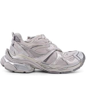 Balenciaga Nylon Sneakers With Leather Inserts - Gray