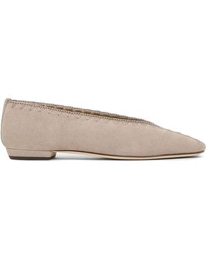 Giorgio Armani Suede Ballerinas With Embroidery - Brown