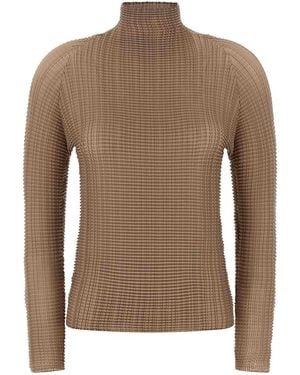 Issey Miyake Wooly Pleats-66 Blouse - Brown