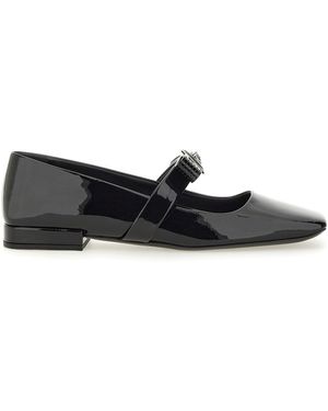Versace Patent Leather Ballerina Gianni Ribbon - Black