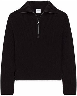 Courreges Courregès Zipped Wool Sweater - Black