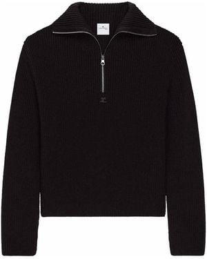Courreges Zipped Wool Jumper - Black