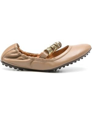 フラットシューズ TOD'S XXW94K0IB70GOCS003 Ballerinas Ballerina Con Fibbia TOD'S women shoes Black leather flat ballerina Bubble bow