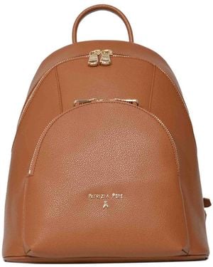 Patrizia Pepe Tan Leather Double-Zip Backpack - Brown