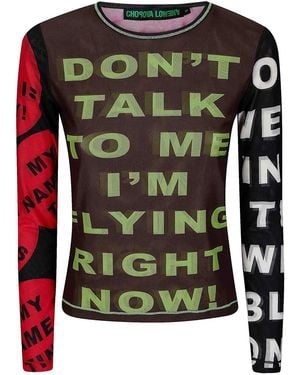 Chopova Lowena Dont Talk To Me Mesh Ls Top - Green