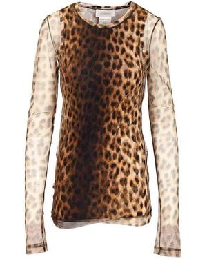 Sportmax Bi-Material Animalier Top - Brown