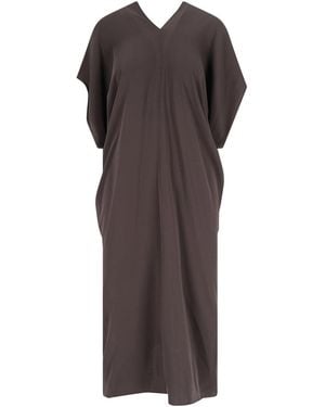 MM6 by Maison Margiela V-Neck Midi Dress - Brown