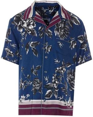 Dolce & Gabbana Peony-Print Hawaii Shirt - Blue