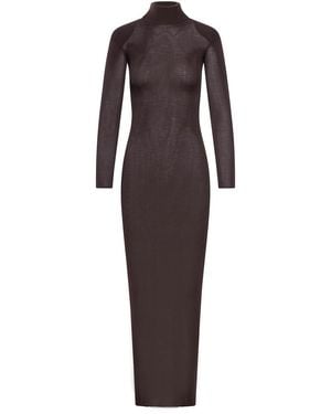 Self-Portrait Viscose Knit Maxi Dress - Brown