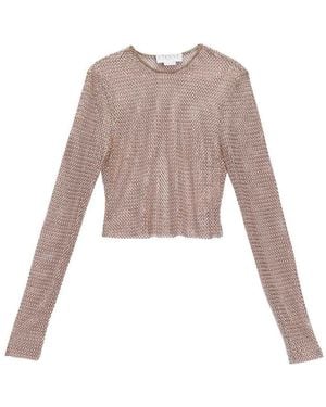 Genny Top Net Pearls And Crystals - White