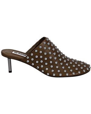 Jil Sander Stud-Embellished Mules - Brown
