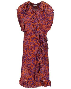 Dries Van Noten Printed Dress With Ruffles - Red