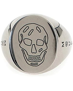 指輪・リング alexander mcqueen FW25 'Signet' ring (836675J161N 0446) Silver Signet ring with engraved logo Alexander McQueen
