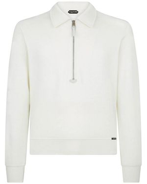 Tom Ford Cotton And Cashmere Zip Rugby Shirt - White
