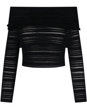 ANDREADAMO Crop Top A Righe - Black
