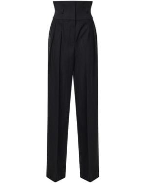 Dolce & Gabbana Striped Wool Jacquard Pants - Black