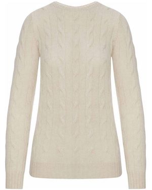 Polo Ralph Lauren Crew Neck Cashmere Cable Knit Jumper - White