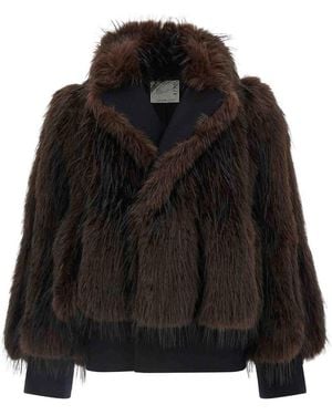Sacai Jacket With Fur Inserts - Black