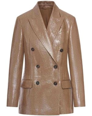 Brunello Cucinelli Double-Breasted Blazer - Brown