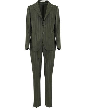 Tagliatore Derrick Striped Wool Suit - Green