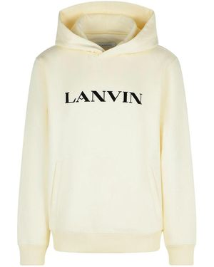Lanvin Logo-Embroidered Kangaroo Pocket Hoodie - White