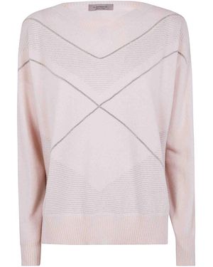 D. EXTERIOR V Neck Intarsio Lux Sweater - Pink