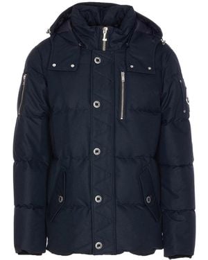 Moose Knuckles Zip Detailed Hooded Coat - Blue