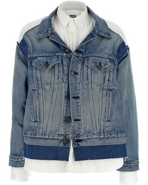 Junya Watanabe Double-Layer Denim Front Shirt Jacket - Blue