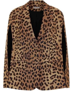 Federica Bonifaci Cape Leopard Blazer - Brown