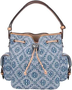 Tory Burch T Monogram Bucket Bag - Blue